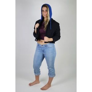 Blue/Black Cropped Jacket Hoodie